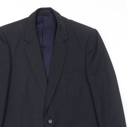 Hepworths Mens Blue Striped Polyester Jacket Suit Jacket Size 42 Regular