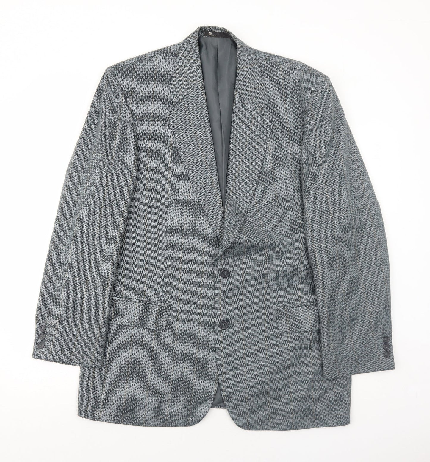 BHS Mens Grey Check Polyester Jacket Blazer Size 42 Regular
