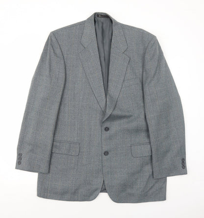 BHS Mens Grey Check Polyester Jacket Blazer Size 42 Regular