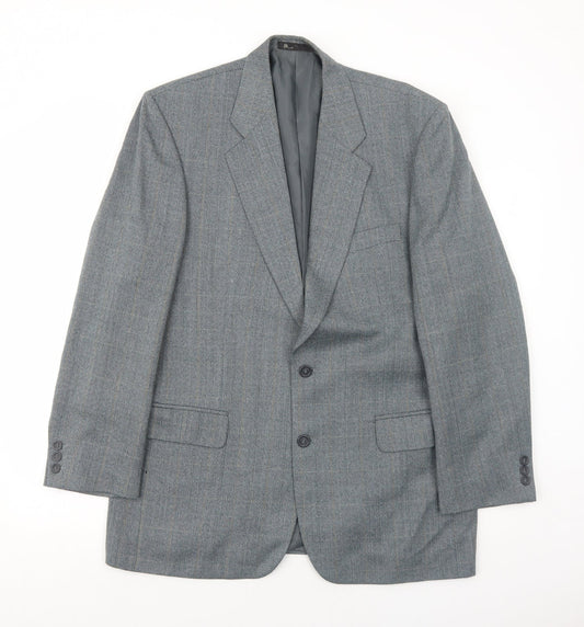 BHS Mens Grey Check Polyester Jacket Blazer Size 42 Regular