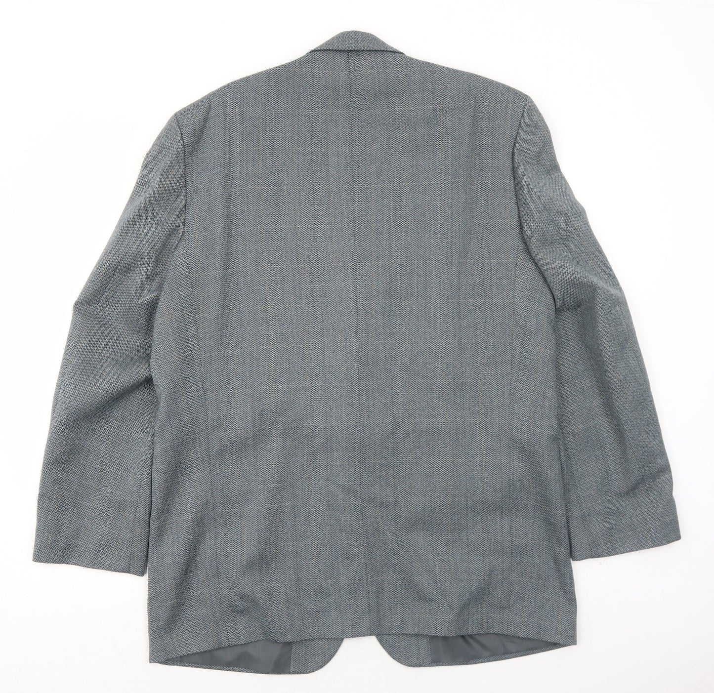 BHS Mens Grey Check Polyester Jacket Blazer Size 42 Regular