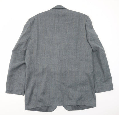 BHS Mens Grey Check Polyester Jacket Blazer Size 42 Regular
