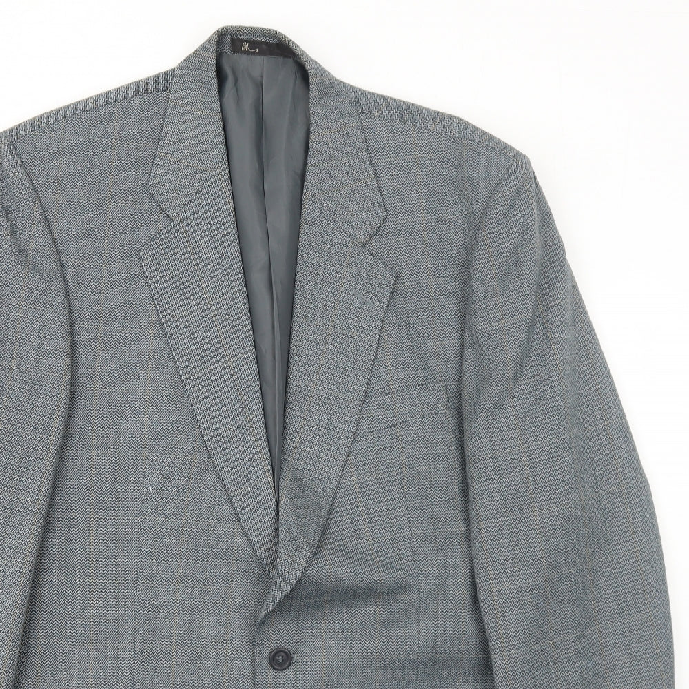 BHS Mens Grey Check Polyester Jacket Blazer Size 42 Regular