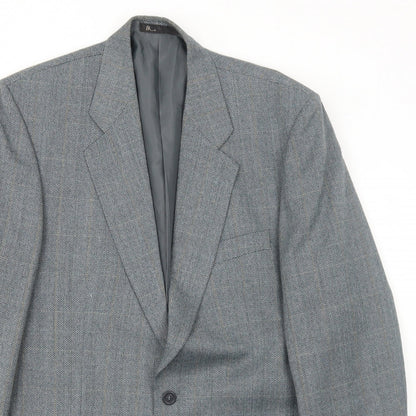 BHS Mens Grey Check Polyester Jacket Blazer Size 42 Regular