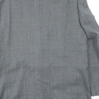 BHS Mens Grey Check Polyester Jacket Blazer Size 42 Regular