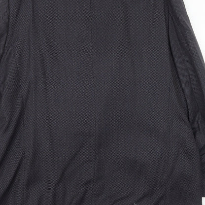 Preworn Mens Blue Geometric Polyester Jacket Suit Jacket Size 44 Regular