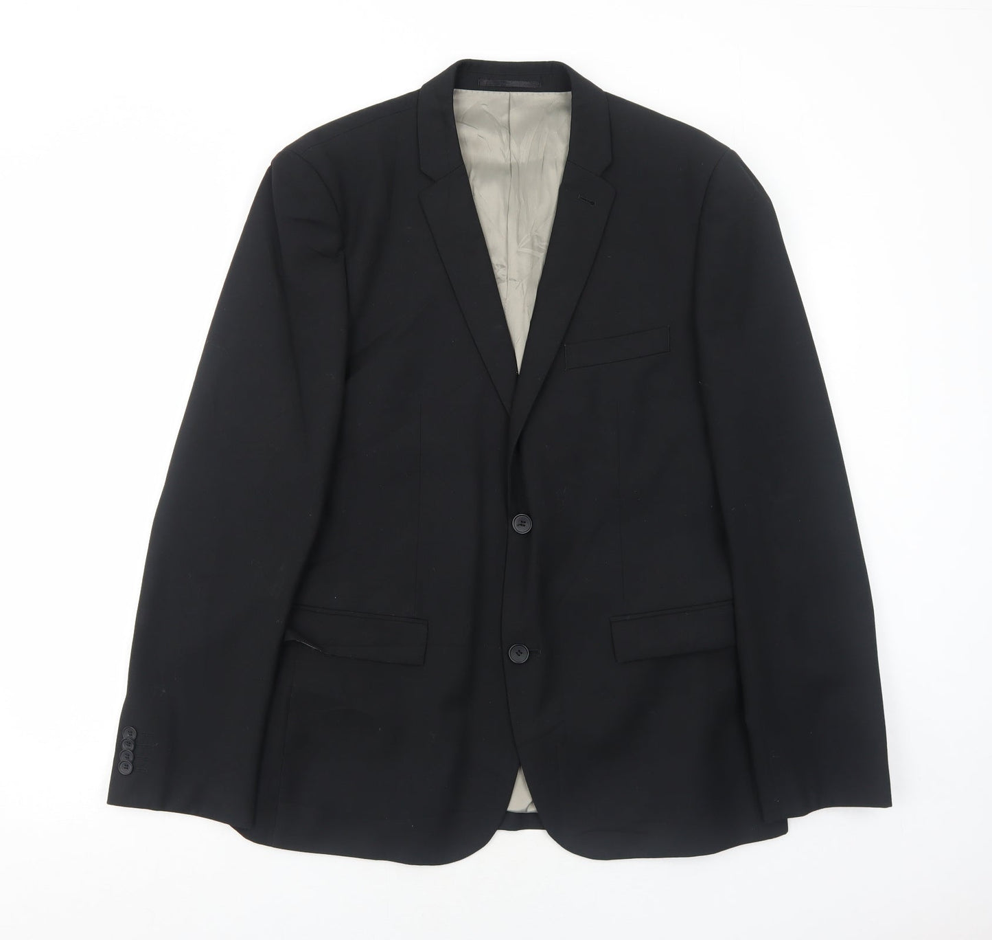 Topman Mens Black Polyester Jacket Suit Jacket Size 42 Regular