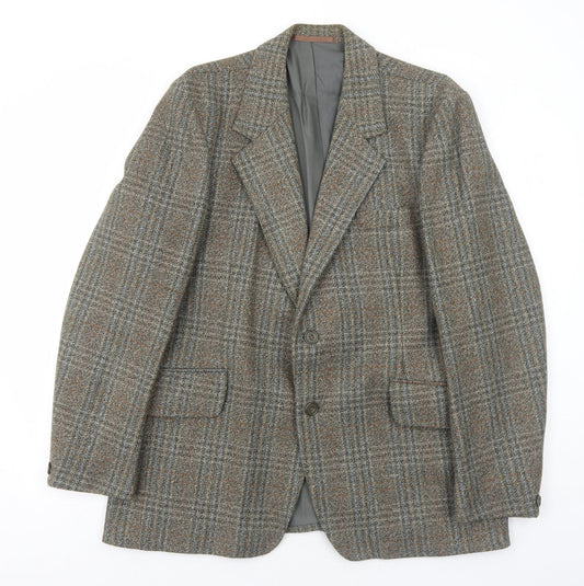 Grendale Mens Brown Plaid Wool Jacket Blazer Size 42 Regular