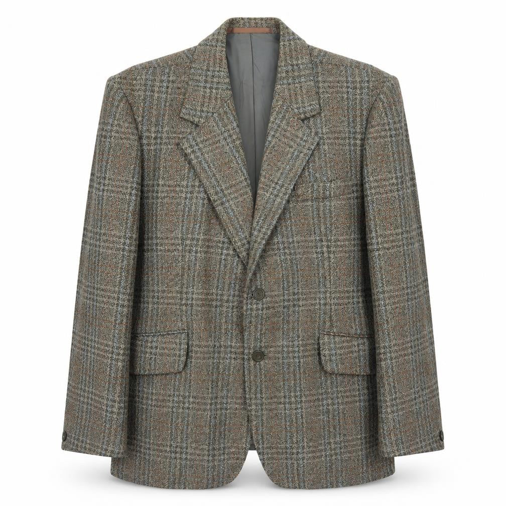 Grendale Mens Brown Plaid Wool Jacket Blazer Size 42 Regular