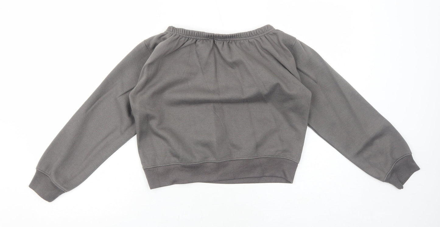 PRETTYLITTLETHING Womens Grey Cotton Pullover Sweatshirt Size S Pullover - Cropped