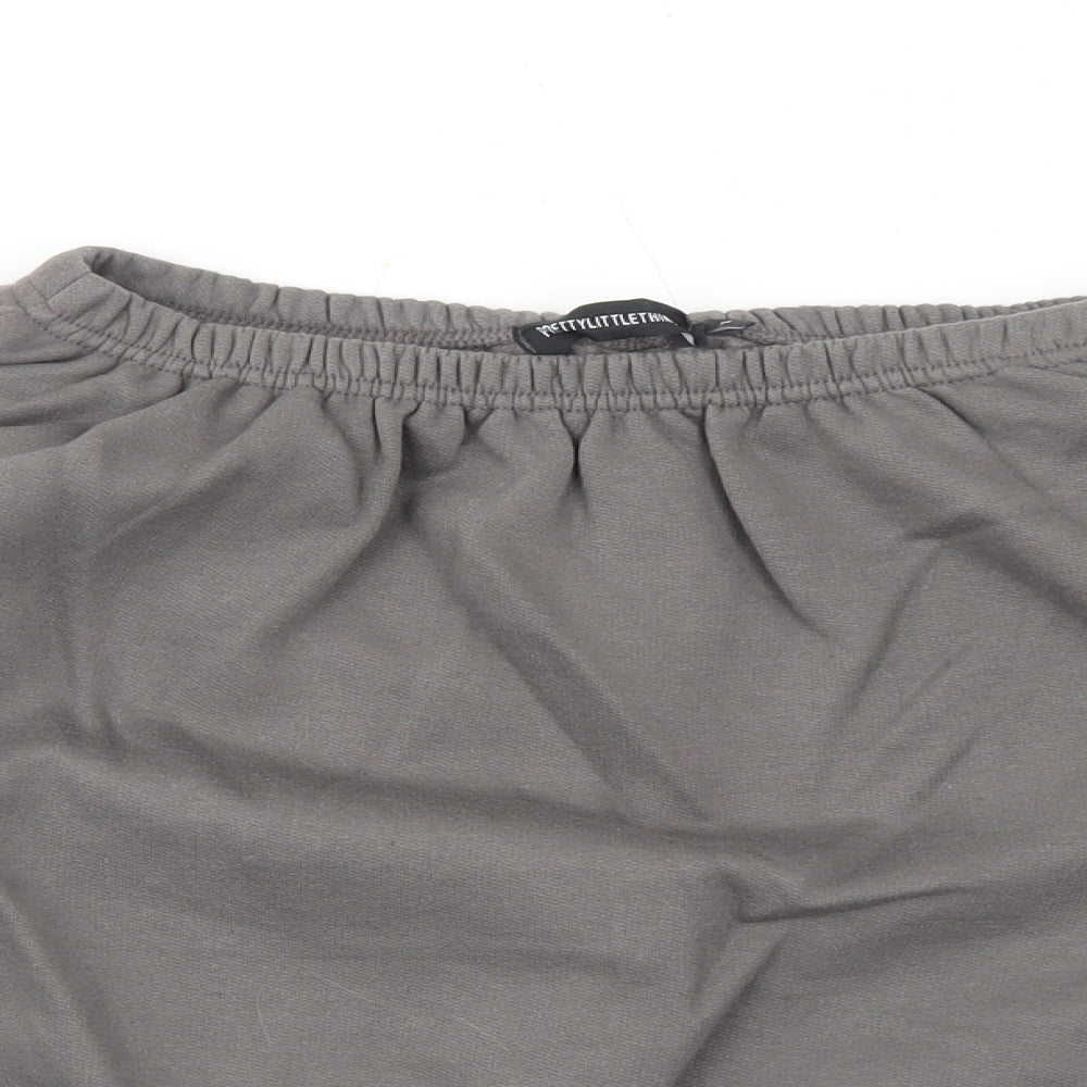 PRETTYLITTLETHING Womens Grey Cotton Pullover Sweatshirt Size S Pullover - Cropped