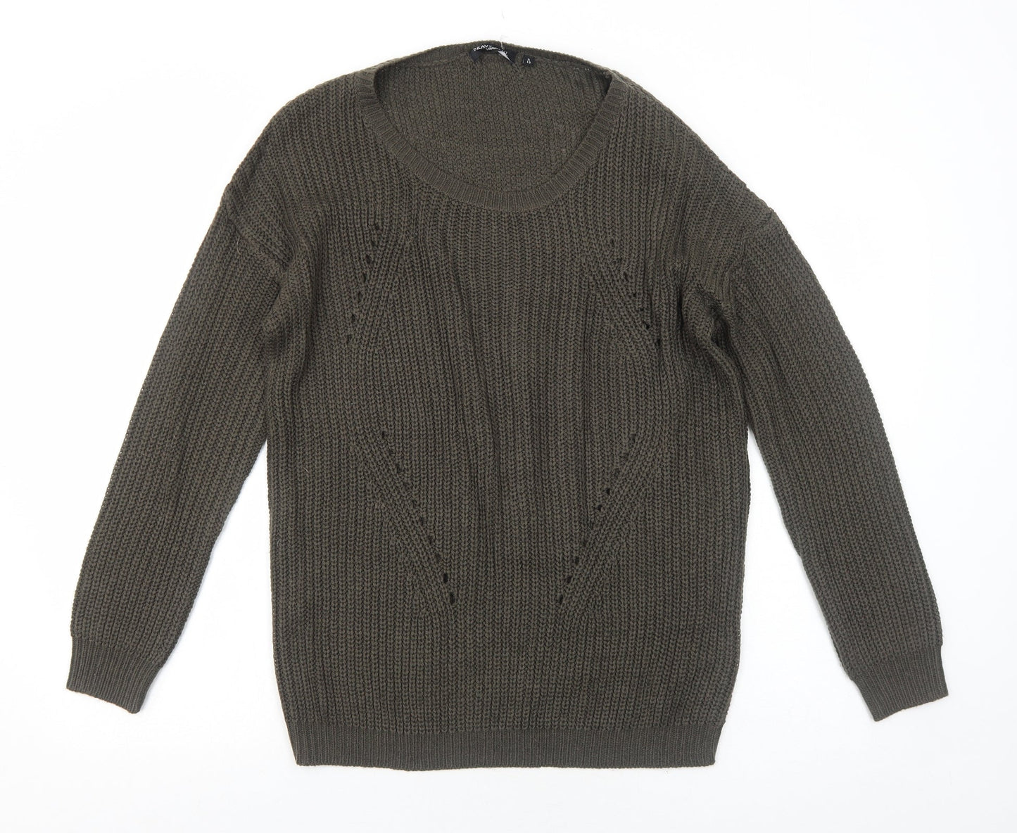 Brave Soul Womens Brown Scoop Neck Acrylic Pullover Jumper Size 12