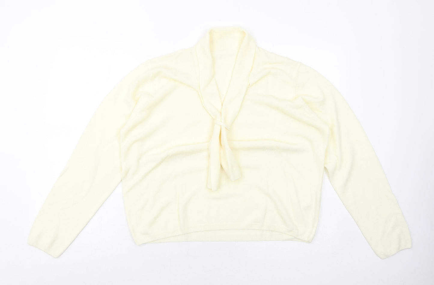 Preworn Womens Ivory V-Neck Acrylic Pullover Jumper Size 18