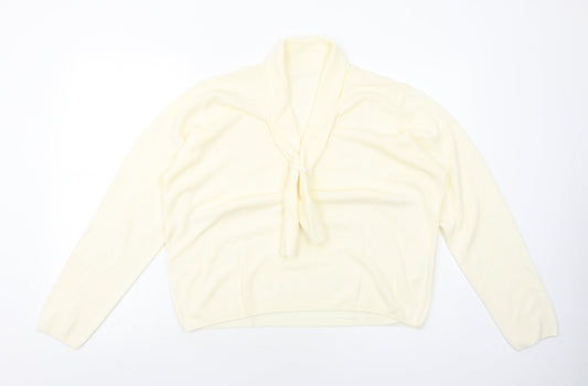 Preworn Womens Ivory V-Neck Acrylic Pullover Jumper Size 18