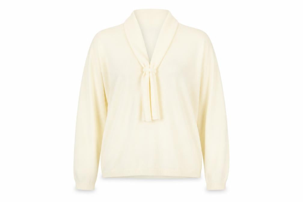 Preworn Womens Ivory V-Neck Acrylic Pullover Jumper Size 18