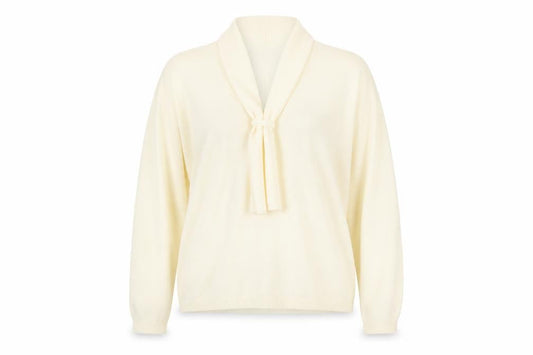 Preworn Womens Ivory V-Neck Acrylic Pullover Jumper Size 18