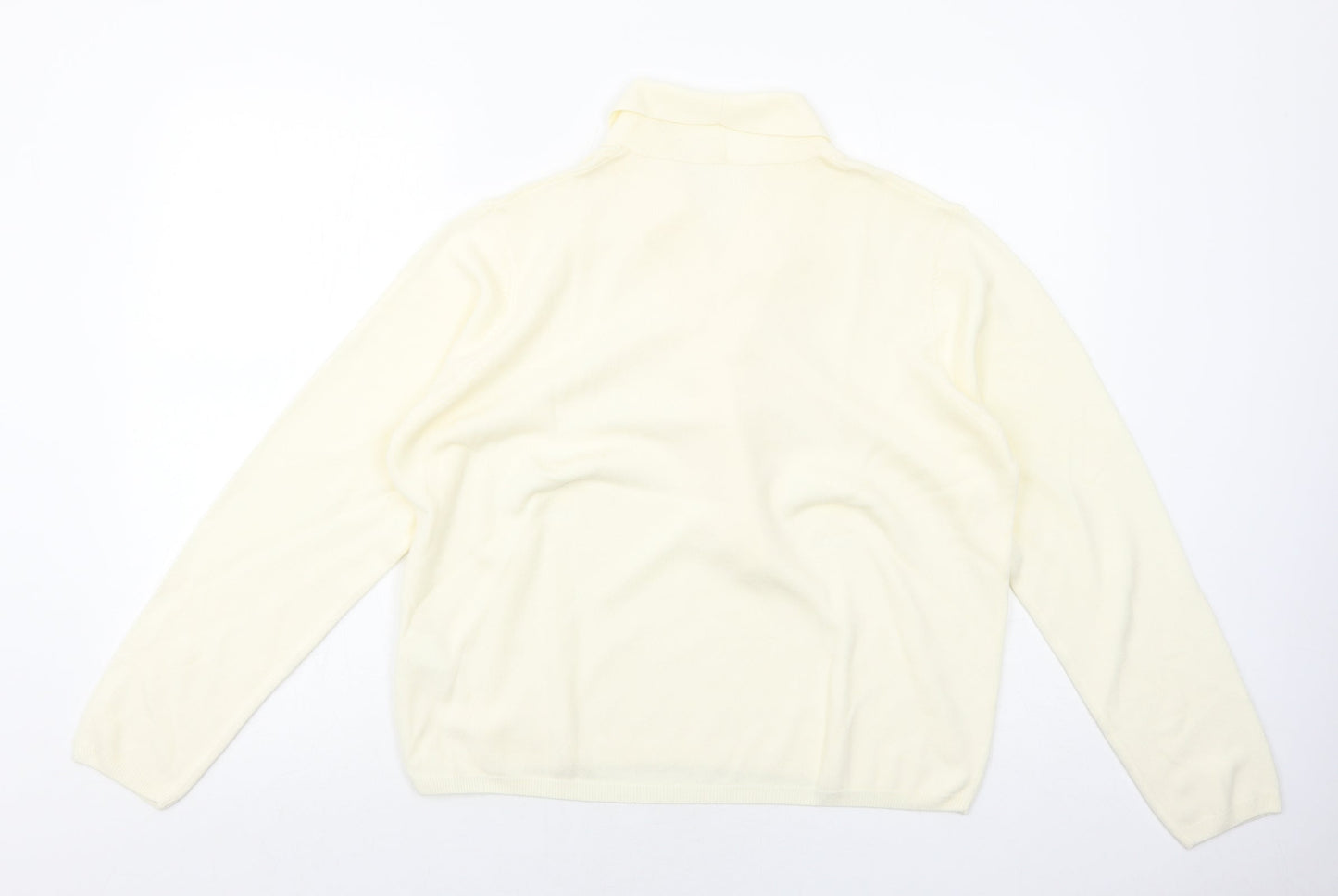 Preworn Womens Ivory V-Neck Acrylic Pullover Jumper Size 18