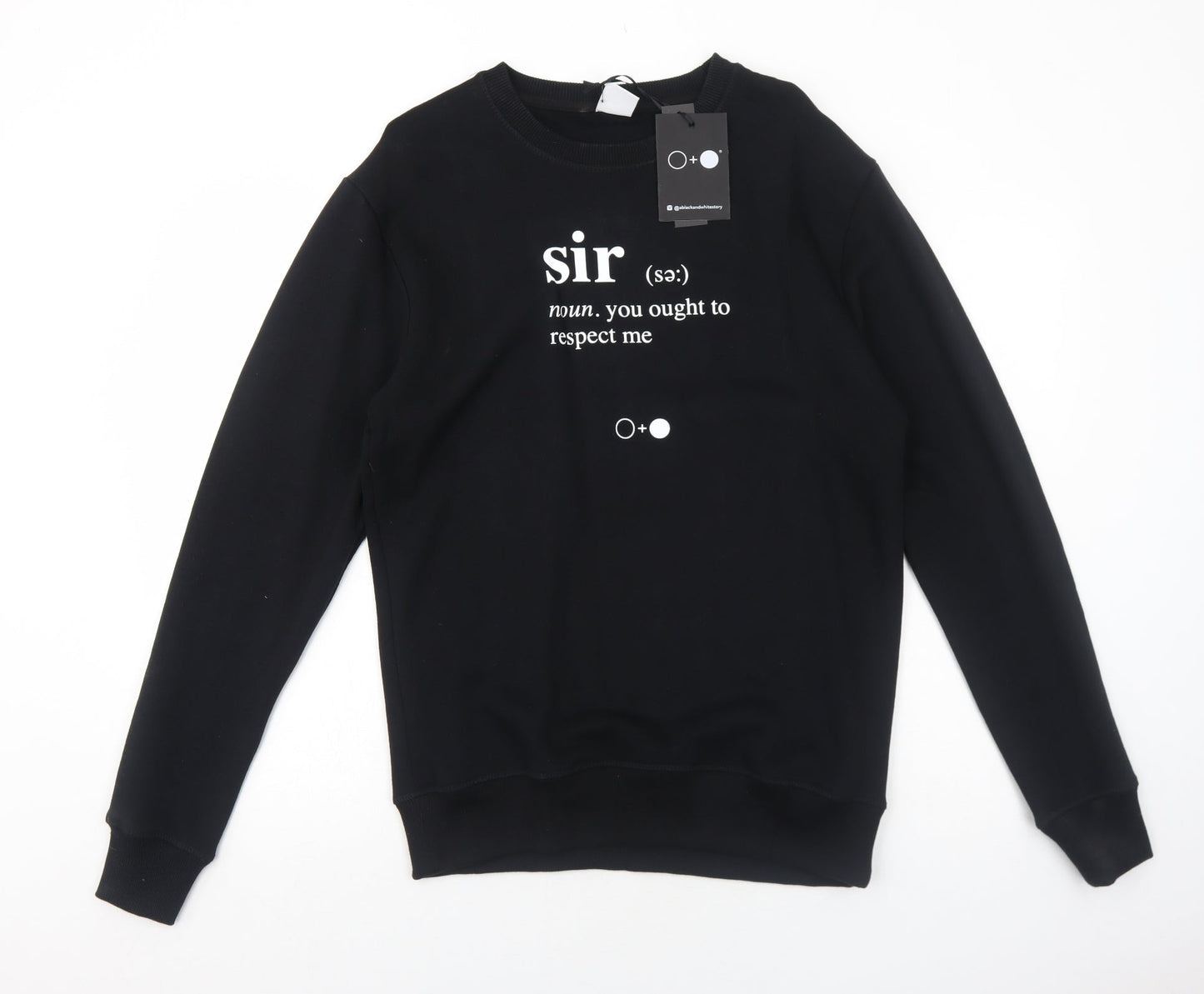 A Black and White Story Womens Black Cotton Pullover Sweatshirt Size L Pullover