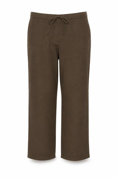 Casual Comfort Womens Brown Polyester Trousers Size 30 Regular Drawstring