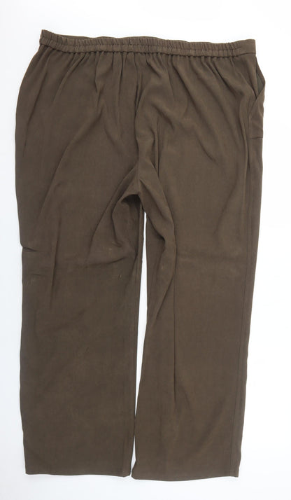 Casual Comfort Womens Brown Polyester Trousers Size 30 Regular Drawstring