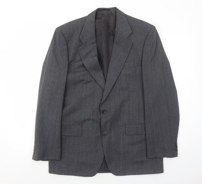 Marks & Spencer Mens Grey Striped Polyester Jacket Suit Jacket Size 40 Regular