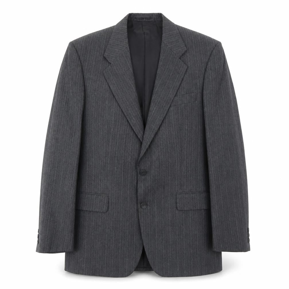 Marks & Spencer Mens Grey Striped Polyester Jacket Suit Jacket Size 40 Regular