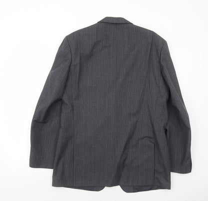 Marks & Spencer Mens Grey Striped Polyester Jacket Suit Jacket Size 40 Regular
