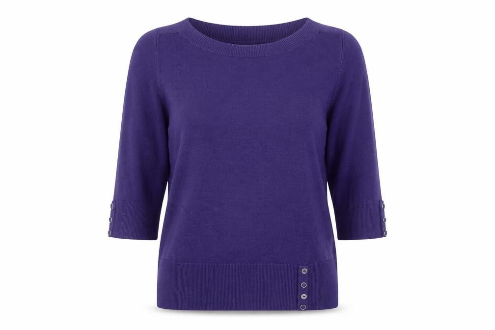 BHS Womens Purple Round Neck Acrylic Pullover Jumper Size 14