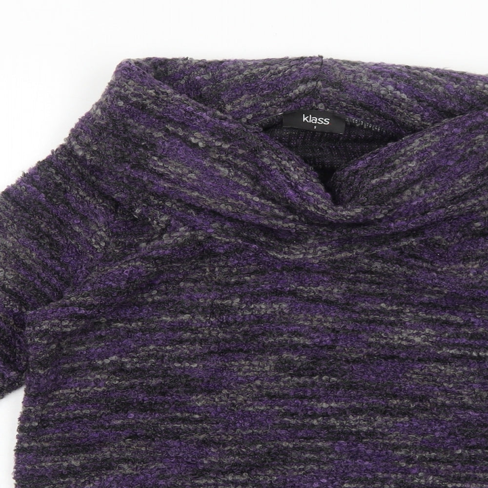 Klass Womens Purple Round Neck Acrylic Pullover Jumper Size S