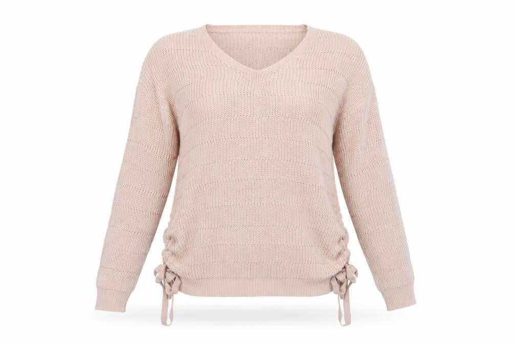 Peacocks Womens Pink V-Neck Acrylic Pullover Jumper Size L