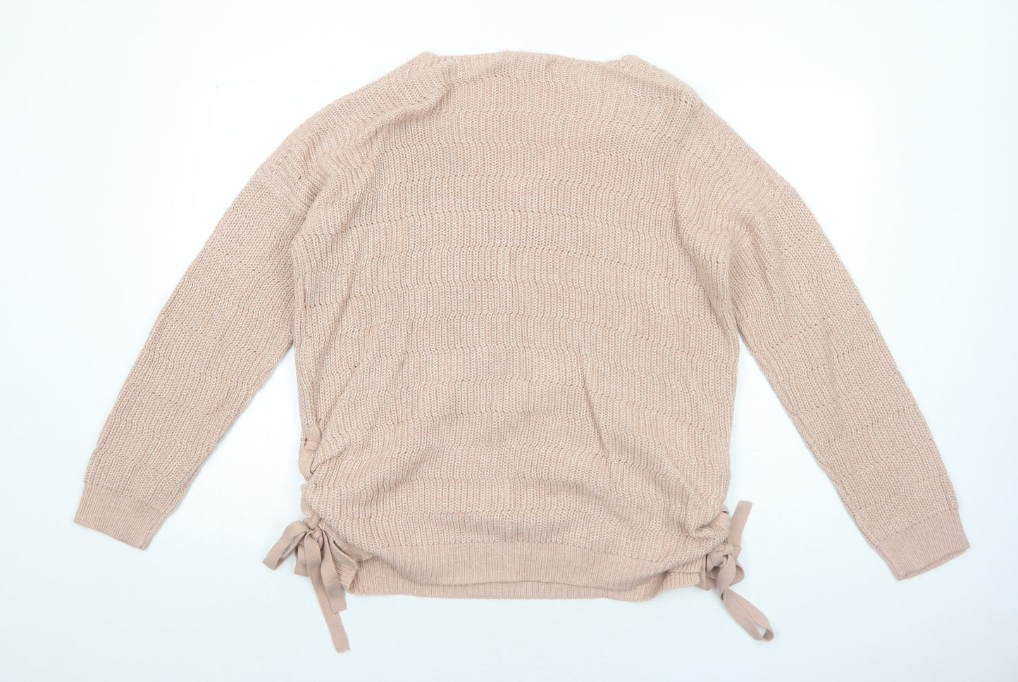 Peacocks Womens Pink V-Neck Acrylic Pullover Jumper Size L