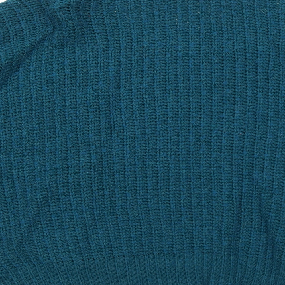 Be Beau Womens Blue Scoop Neck Acrylic Pullover Jumper Size S
