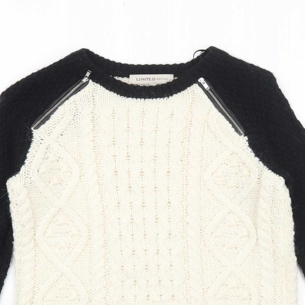 Marks and Spencer Womens Ivory Round Neck Acrylic Pullover Jumper Size 6
