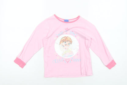 Front view of Disney girls’ pink cotton jersey t-shirt, size 4-5, years round neck pullover - frozen