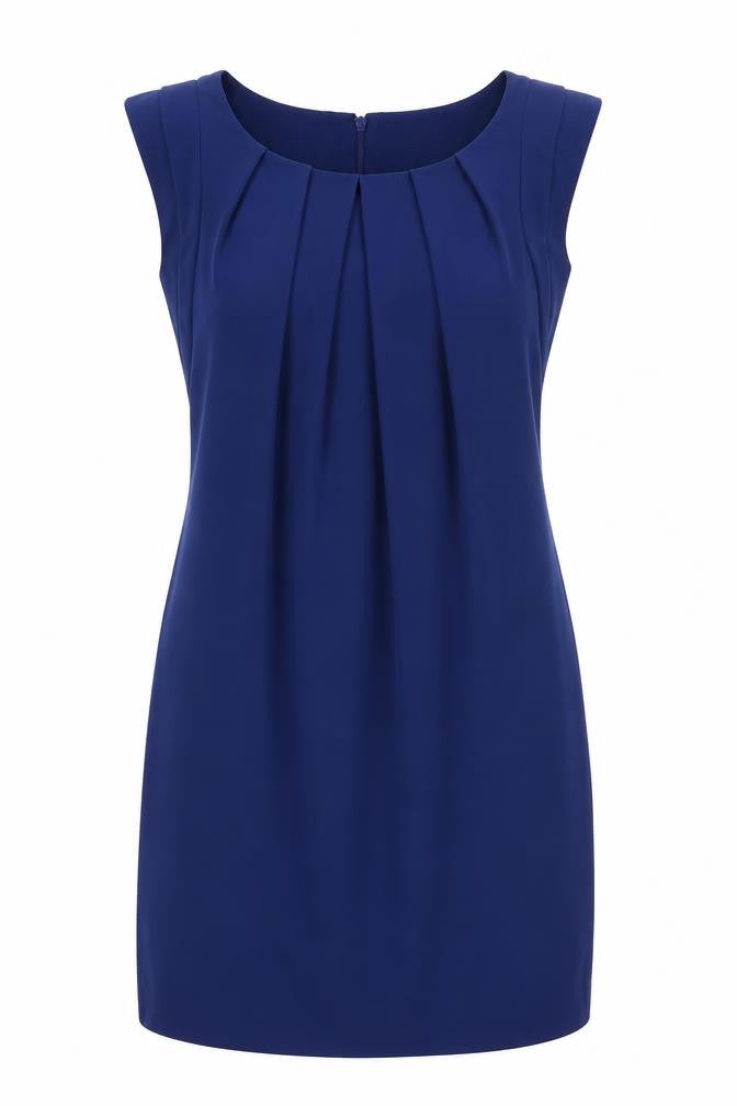 Warehouse Womens Blue Polyester A-Line Size 8 Round Neck Zip