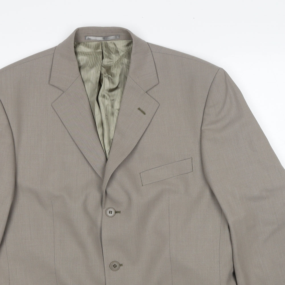 Burton Mens Beige Wool Jacket Suit Jacket Size 40 Regular