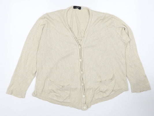 ME Womens Beige V-Neck Polyester Cardigan Jumper Size XL