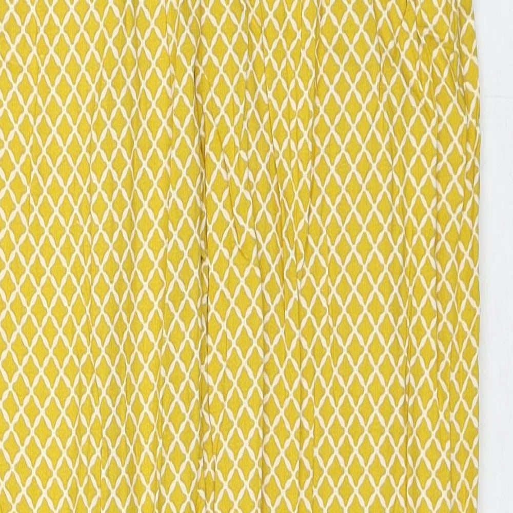 Marks and Spencer Womens Yellow Geometric Viscose Trousers Size 8 Regular Zip