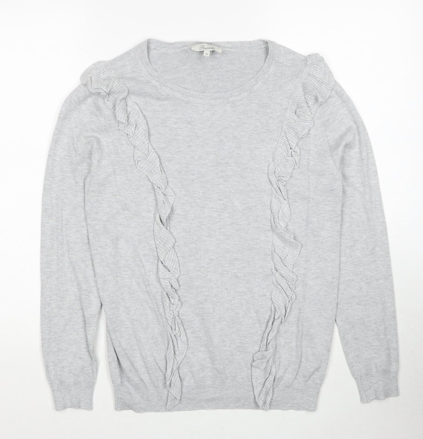 Peacocks Womens Grey Round Neck Viscose Pullover Jumper Size 12