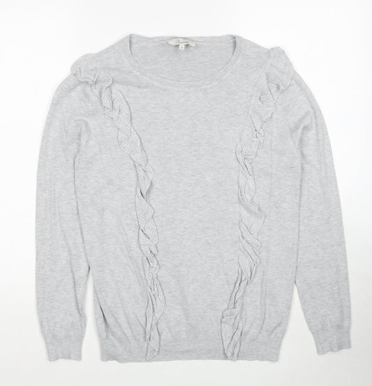 Peacocks Womens Grey Round Neck Viscose Pullover Jumper Size 12