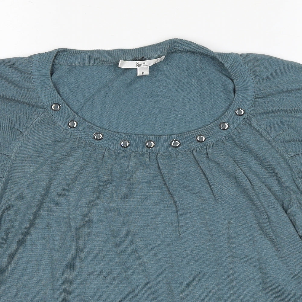 Klass Womens Blue Round Neck Viscose Pullover Jumper Size M