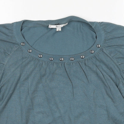 Klass Womens Blue Round Neck Viscose Pullover Jumper Size M