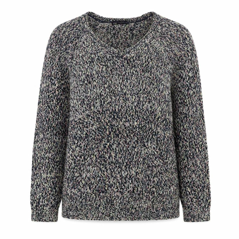 Marks & Spencer Womens Multicoloured V-Neck Acrylic Pullover Jumper Size 8
