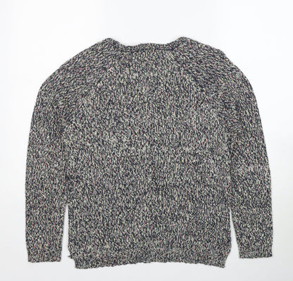Marks & Spencer Womens Multicoloured V-Neck Acrylic Pullover Jumper Size 8