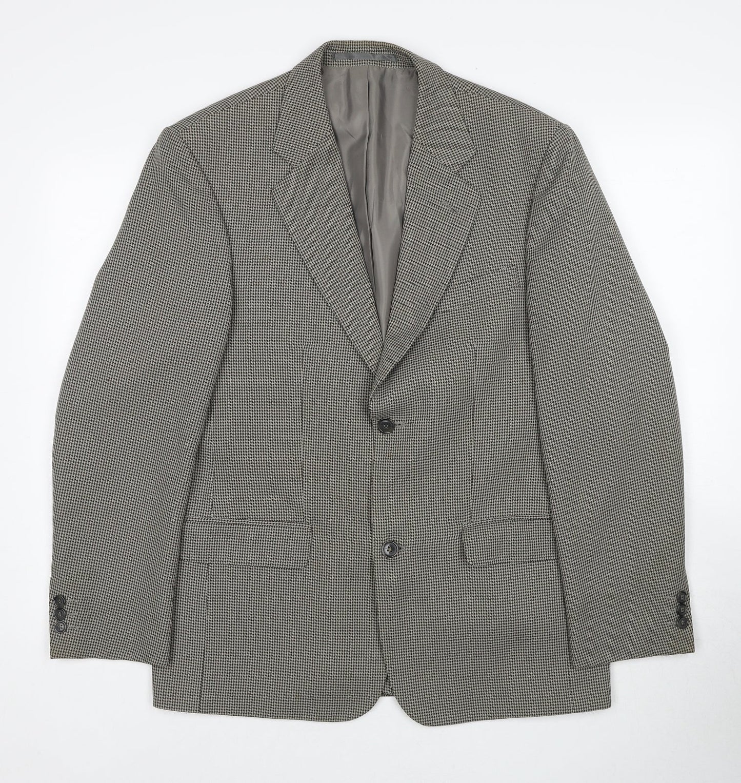Simon Taylor Mens Beige Geometric Polyester Jacket Blazer Size 38 Regular