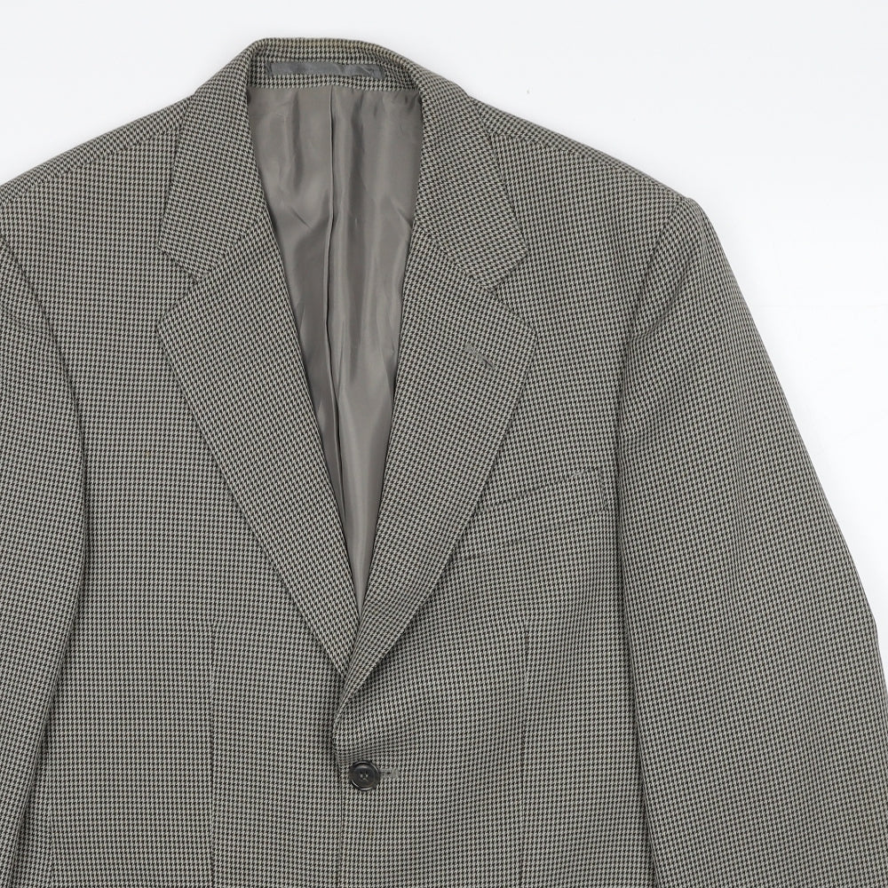 Simon Taylor Mens Beige Geometric Polyester Jacket Blazer Size 38 Regular