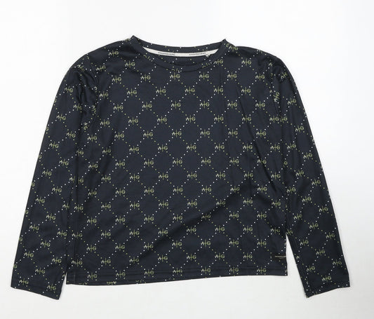 Avant Garde Boys Black Geometric Polyester Basic T-Shirt Size 14-15 Years Round Neck Pullover