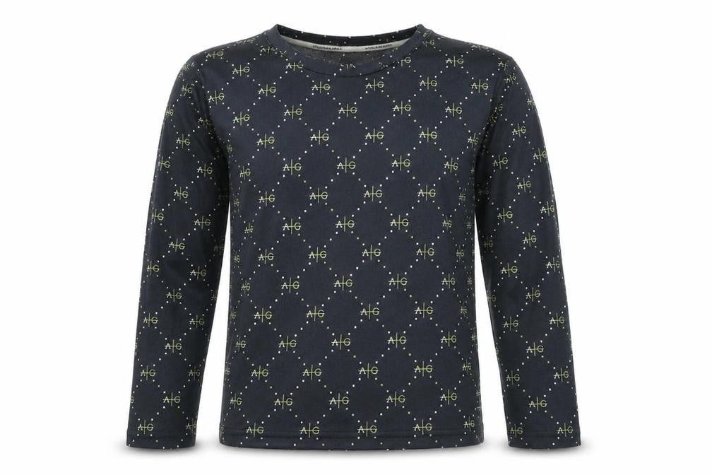 Avant Garde Boys Black Geometric Polyester Basic T-Shirt Size 14-15 Years Round Neck Pullover