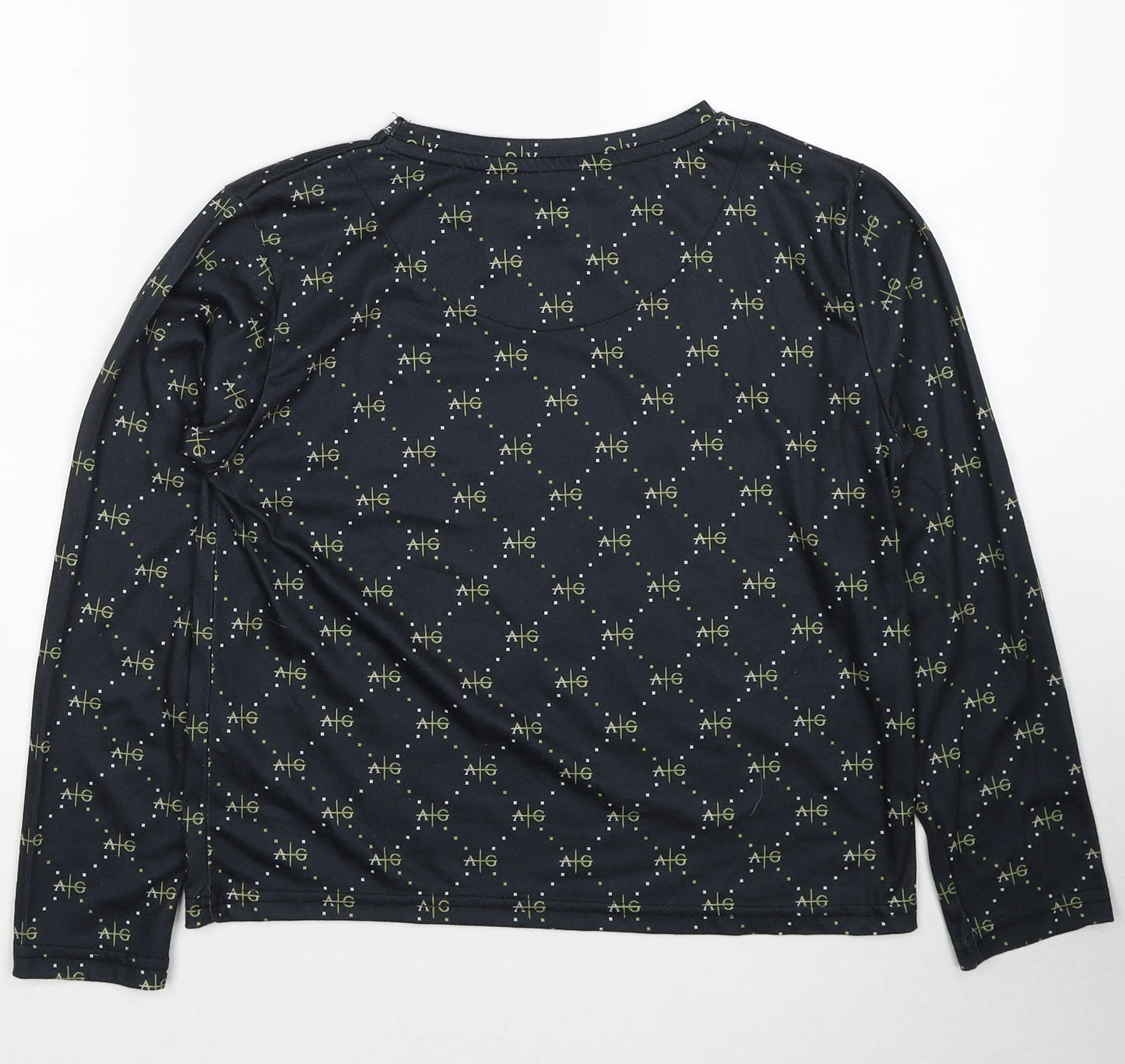 Avant Garde Boys Black Geometric Polyester Basic T-Shirt Size 14-15 Years Round Neck Pullover