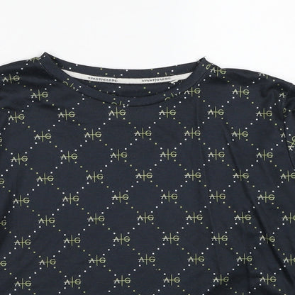 Avant Garde Boys Black Geometric Polyester Basic T-Shirt Size 14-15 Years Round Neck Pullover